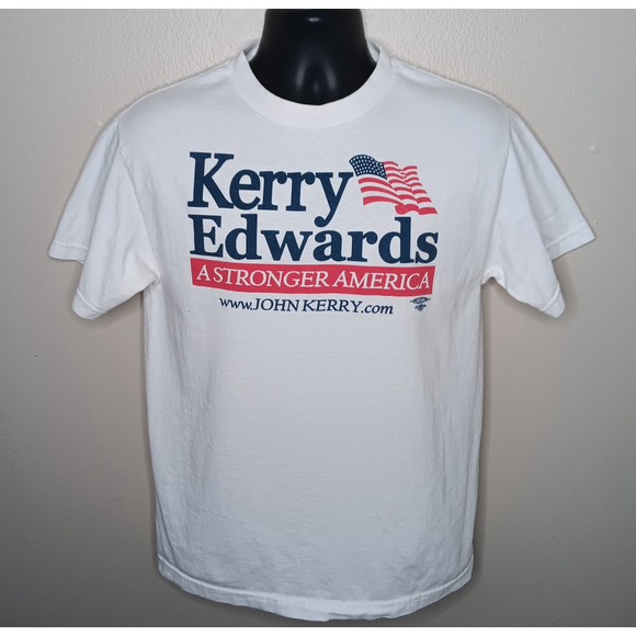 Vintage Kerry Edwards Adult Medium T-shirt Political Campaign White Murina USA - Picture 1 of 7
